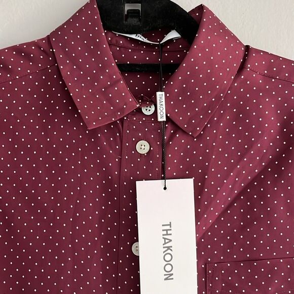 Thakoon NWT Silk Shirt Dress Maroon Dot XS - Picture 4 of 5